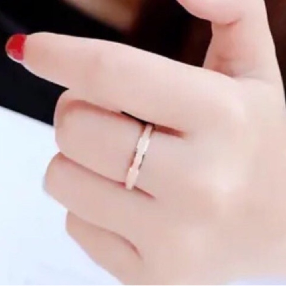 Rose Gold Thin 2MM Frosted Stardust Wedding Engagement Promise Ring Band - Picture 5 of 10
